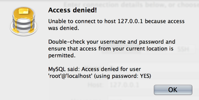 Osx access denied for user 